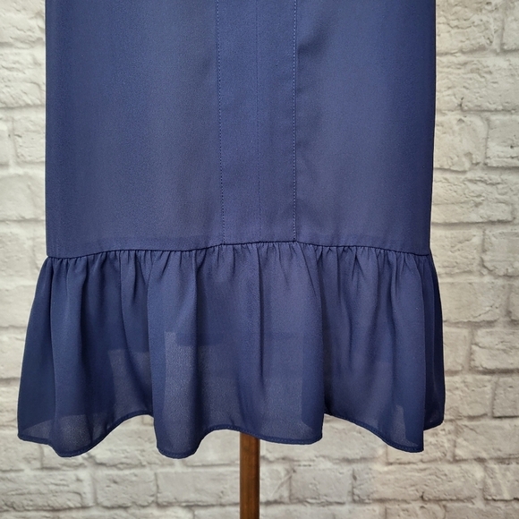 Lilly Pulitzer Gramercy blue sleeveless split v neckline ruffle hem top size M - Picture 8 of 11